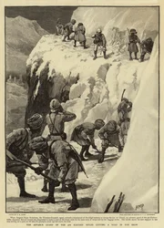 Advance Guard of the 4th Kashmir Rifles cutting a Road in the Snow